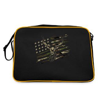 Chasse au cerf, drapeau de camouflage, camouflage, wapiti, américain - Sac Retro - noir/or - Dos