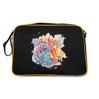 Cactus Flower Cacti Succulent Lover Floral - Retro Bag - black/gold - Back
