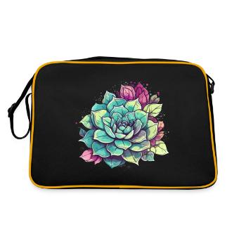 Flower Cactus Desert Succulent Cacti Retro - Retro Bag - black/gold - Back