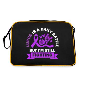 Lupus Ist Ein Täglicher Kampf, Aber Ich Kämpfe - Retro Tasche - Schwarz/Gold - Hinten