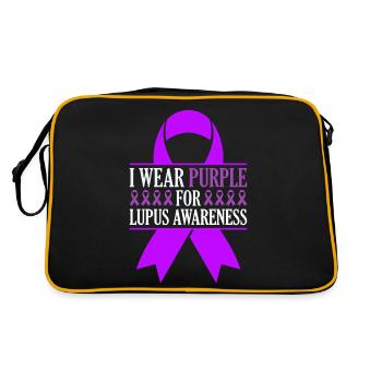 Je porte du violet pour la conscience du lupus guerrier lupus - Sac Retro - noir/or - Dos