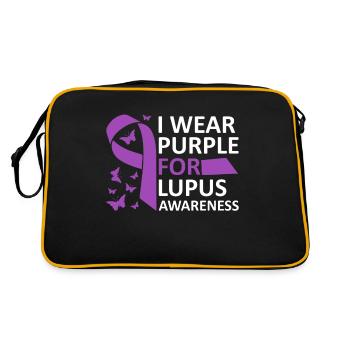 Je porte du violet pour la conscience du lupus guerrier lupus - Sac Retro - noir/or - Dos