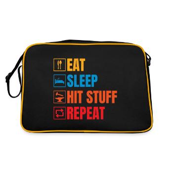Eat Sleep Hit Stuff Repeat Metalsmith Gift Idea - Retro Bag - black/gold - Back