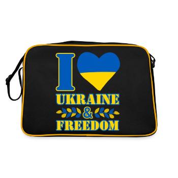 I love Ukraine and freedom - Retro Bag - black/gold - Back