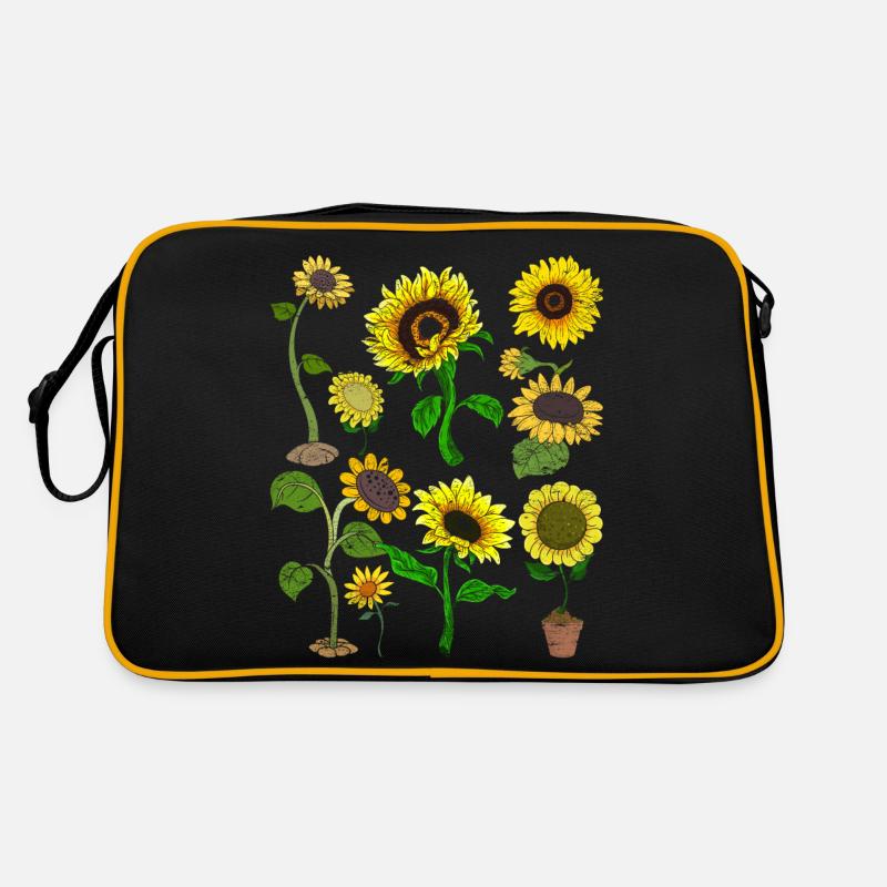 Sonnenblumen Gärtner Blumen Geschenk Botanik - Retro Tasche - Schwarz/Gold