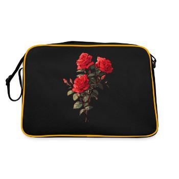 Cool Floral Rote Rosen Liebhaber Neuheit Blumen Humor - Retro Tasche - Schwarz/Gold - Hinten