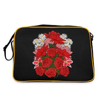 Fleurs sauvages Nature Jardin Fleurs Cadeau Botanique - Sac Retro - noir/or - Dos