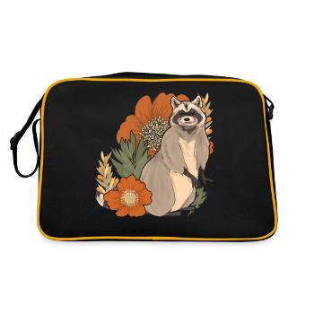 Animal Lover Flowers Forest Animal Gift Raccoon - Retro Bag - black/gold - Back
