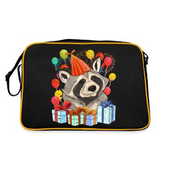 Birthday Gift Forest Animal Trash Panda Raccoon - Retro Bag - black/gold - Back
