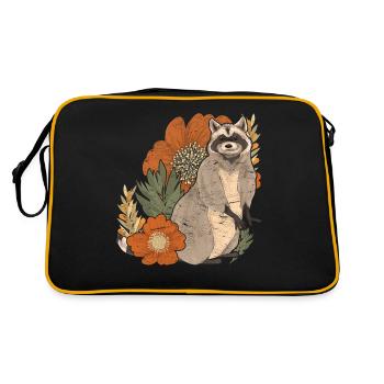 Trash Panda Flowers Forest Animal Gift Raccoon - Retro Bag - black/gold - Back