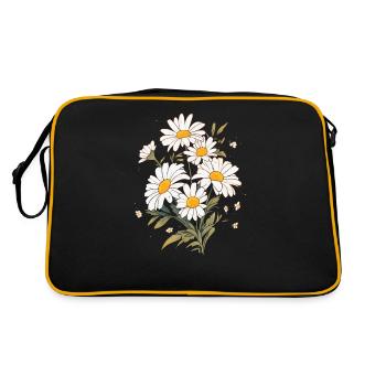 Gänseblümchen Blumen Vintage Lover Cool Gänseblümchen Neuheit - Retro Tasche - Schwarz/Gold - Hinten