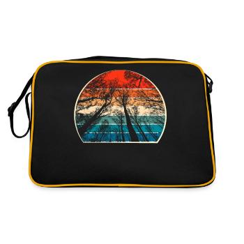 Retro Bäume - Retro Tasche - Schwarz/Gold - Hinten
