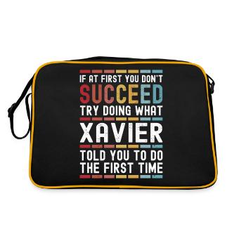 Xavier Name Personalisiert Lustig Geburtstag Weihnachten - Retro Tasche - Schwarz/Gold - Hinten