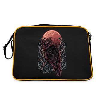 Eule im Blutmond - Retro Tasche - Schwarz/Gold - Hinten