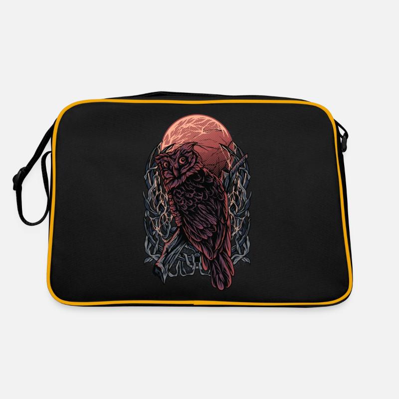 Eule im Blutmond Retro Tasche