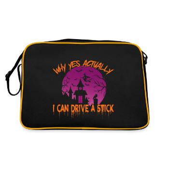 Warum ja, eigentlich kann ich einen Stock fahren - Retro Tasche - Schwarz/Gold - Hinten