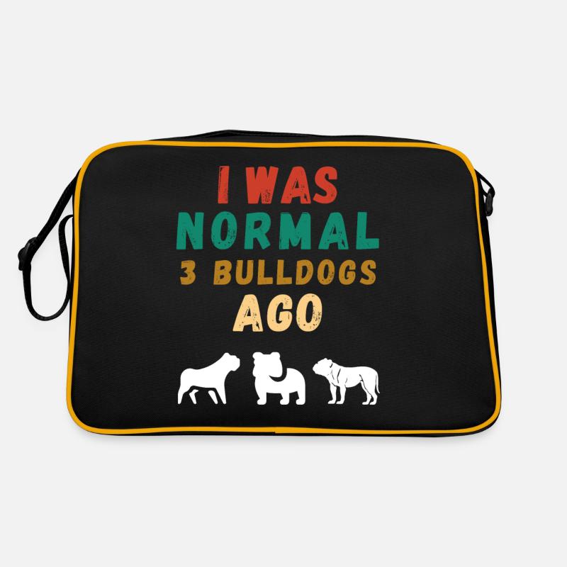Ich war vor 3 Bulldoggen normal - Retro Tasche - Schwarz/Gold