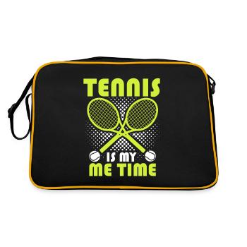 Tennis Saying Tennis Is My Me Time Racket Sport - Retro Tasche - Schwarz/Gold - Hinten