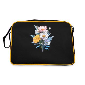 Blumen Gänseblümchen Liebhaber Vintage Blumen Humor Neuheit - Retro Tasche - Schwarz/Gold - Hinten