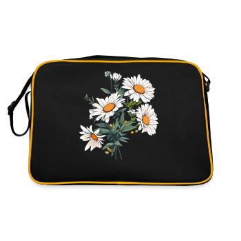 Gänseblümchen Liebhaber Blumen Vintage Neuheit Blumenstrauß Blumig - Retro Tasche - Schwarz/Gold - Hinten