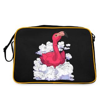 Nuages cadeaux d’oiseaux tropicaux flamants roses - Sac Retro - noir/or - Dos
