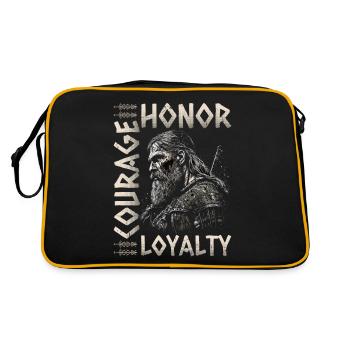 Wikinger Leitsätze, Norse Viking Wikinger - Retro Tasche - Schwarz/Gold - Hinten