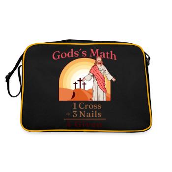 Nagelkreuz Glaube an Team Jesus 1 Kreuz 3 Nägel 4 - Retro Tasche - Schwarz/Gold - Hinten