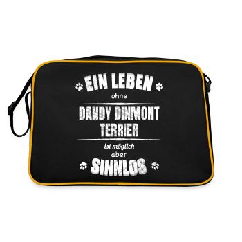 Leben ohne Hund ist Sinnlos Dandy Dinmont Terrier - Retro Tasche - Schwarz/Gold - Hinten
