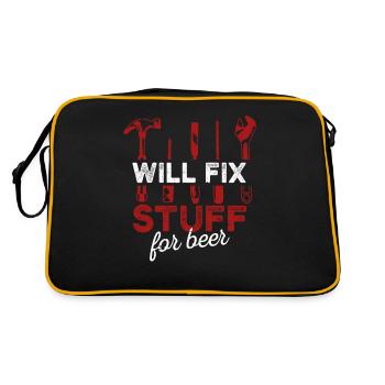Repairs stuff for beer Funny Craftsman Hard - Retro Bag - black/gold - Back