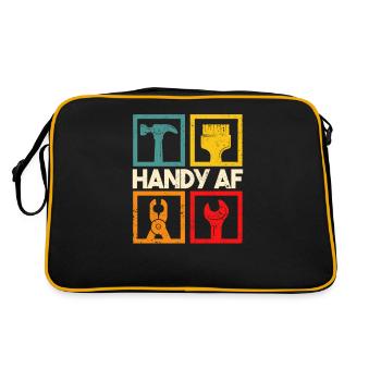 Handy AF Vintage Handwerker Holzbearbeitung - Retro Tasche - Schwarz/Gold - Hinten