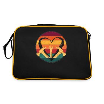 Herz Liebe Handwerker Mechaniker Holzbearbeitung - Retro Tasche - Schwarz/Gold - Hinten