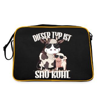 This guy is sow cool cow farmer funny idea - Retro Bag - black/gold - Back