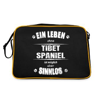 Ein Leben ohne Hund ist Sinnlos - Tibet Spaniel - Retro Tasche - Schwarz/Gold - Hinten