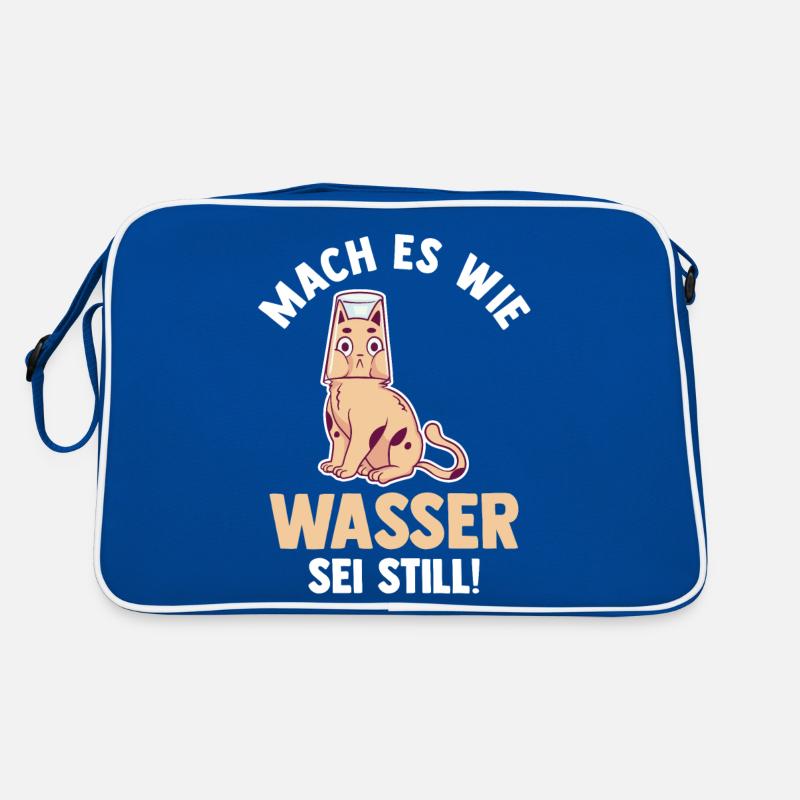 Katze Mach es wie Wasser sei Still Retro Tasche