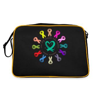 Sensibilisation au cancer , Ruban de lutte contre le cancer , Amour - Sac Retro - noir/or - Dos