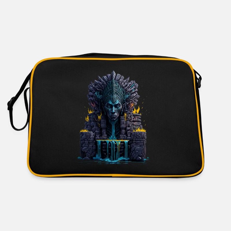 Statue du totem de la tête maya avec eau et feu Elemen Sac Retro