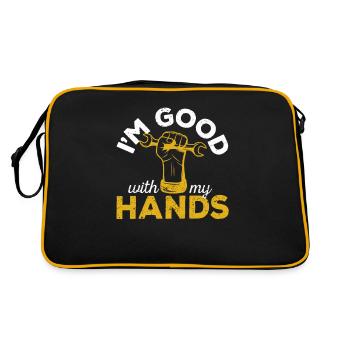 Je suis bon avec mon téléphone portable Bricoleur menuisier - Sac Retro - noir/or - Dos