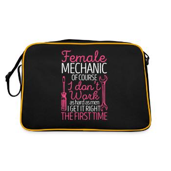 Mechanic Car Car Girl Garage Craftsman - Retro Bag - black/gold - Back