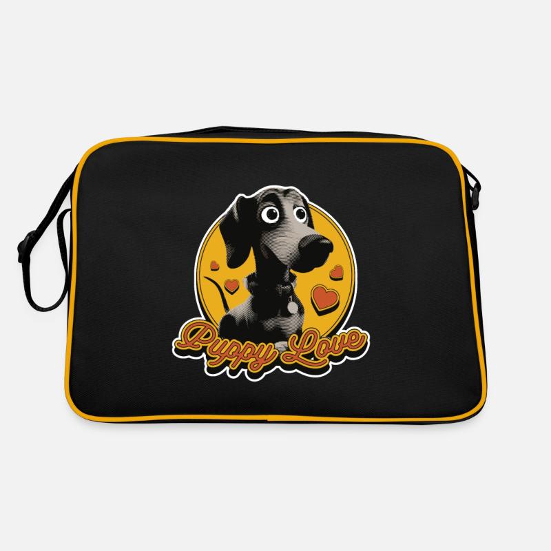 Schwarzer Welpe Retro Tasche
