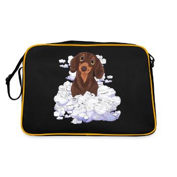 Dog Lover Dogs Cadeau Nuages teckel - Sac Retro - noir/or - Dos
