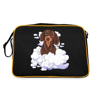 Dog Owner Dog Friend Gift Clouds Dachshund - Sac Retro - noir/or - Dos
