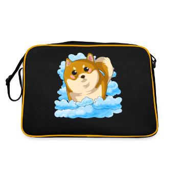 Dog Lover Kawaii Dogs Gift Clouds Shiba Inu - Sac Retro - noir/or - Dos