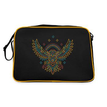 Mandala owl neon - Retro Bag - black/gold - Back