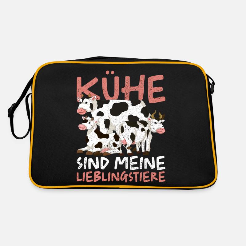 Kühe sind meine Lieblingstiere Bauer Geschenk Kuh - Retro Tasche - Schwarz/Gold