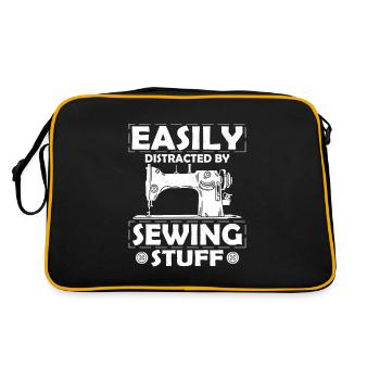 Easily Distracted By Sewing Stuff Crafting Sewing - Retro Tasche - Schwarz/Gold - Hinten