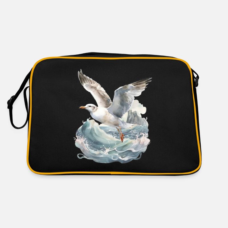 realistic seagull - Retro Bag - black/gold