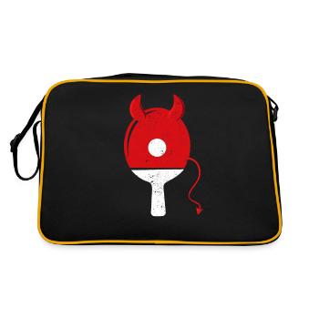Ping Pong Devil Paddle Rote Hörner Lustige - Retro Tasche - Schwarz/Gold - Hinten