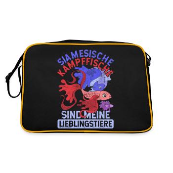 Siamesische Kampffische sind meine Lieblingstiere - Retro Tasche - Schwarz/Gold - Hinten