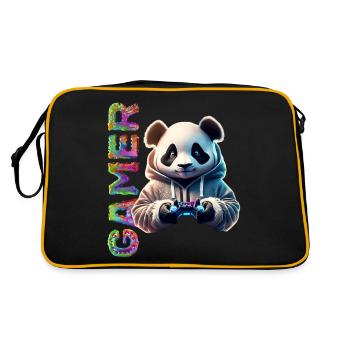 Lettrage de joueur avec panda cool - Sac Retro - noir/or - Dos