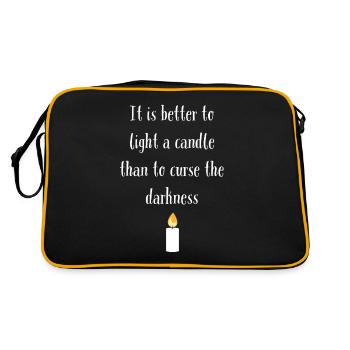 "Light the Light: Defeat the Darkness With Inspirational Clothing!" - Retro Bag - black/gold - Back
